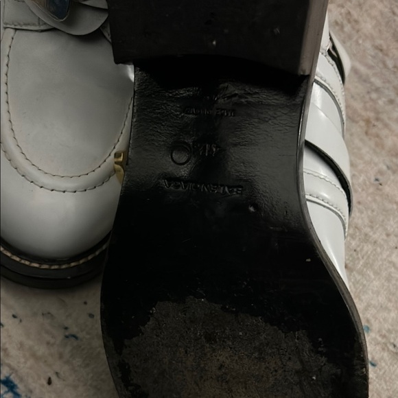 Balenciaga White Combat Boots with Gold Accents - Picture 5 of 11